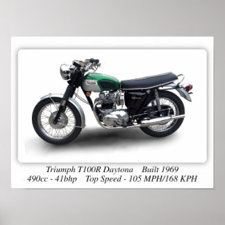 Triumph T100R Daytona Motorcycle - A3 Print