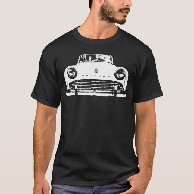 Triumph Tr3 British Car White Block       T-Shirt (Front)