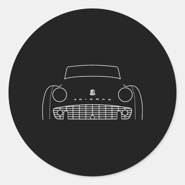 Triumph Tr3 British Car White Outline Classic Round Sticker (Front)