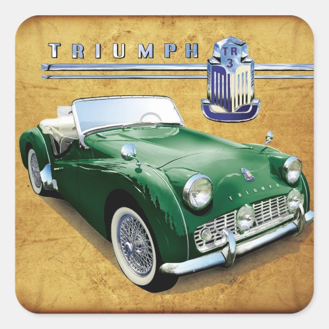 Triumph TR3 vintage roadster Square Sticker (Front)