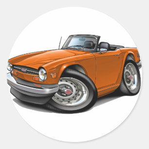 Triumph TR6 Orange Car Classic Round Sticker