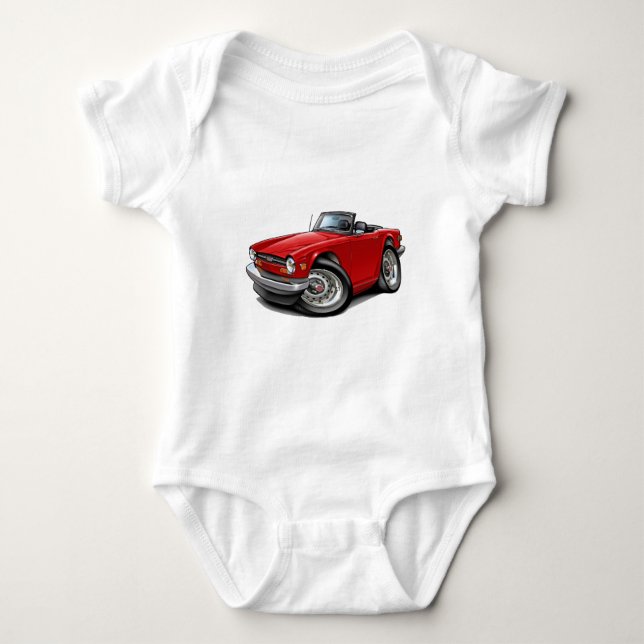 Triumph TR6 Red Car Baby Bodysuit (Front)