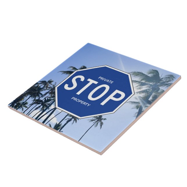 Trivet - Blue Stop Sign (Side)
