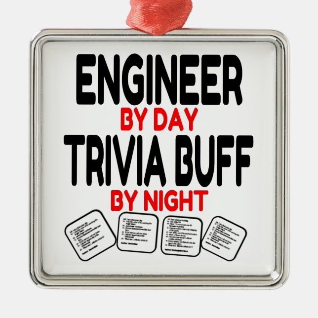 Trivia Buff Engineer Metal Tree Decoration (Front)