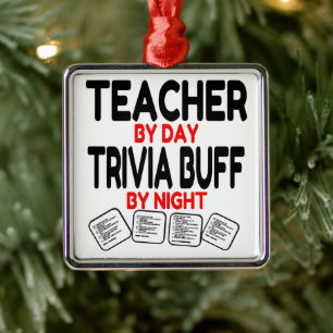 Trivia Buff Teacher Metal Tree Decoration