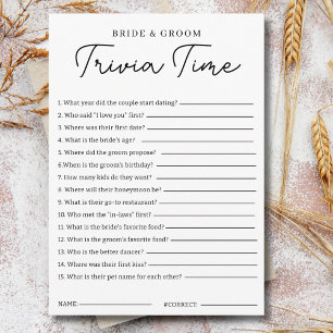Trivia Game For Bride And Groom Bridal Shower Game Invitation