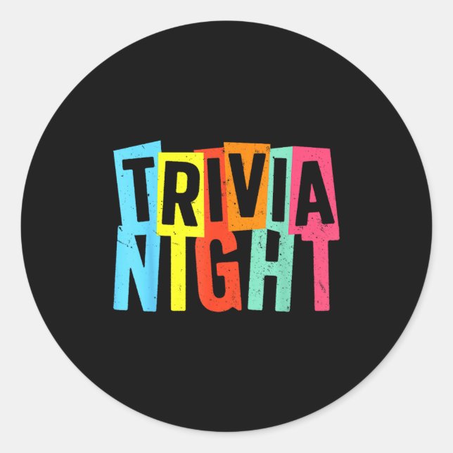 Trivia Night Art For Men Women Trivia Host Trivia  Classic Round Sticker (Front)