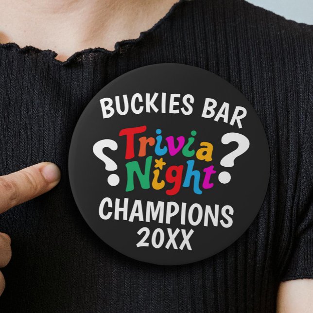 Trivia Night game night colourful fun quiz award 6 Cm Round Badge (Creator Uploaded)