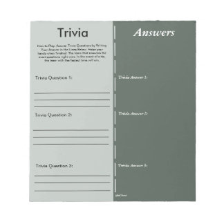 Trivia Party Game - Custom Question and Answer Notepad