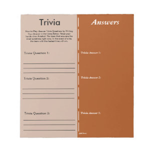 Trivia Party Game - Custom Question and Answer Notepad