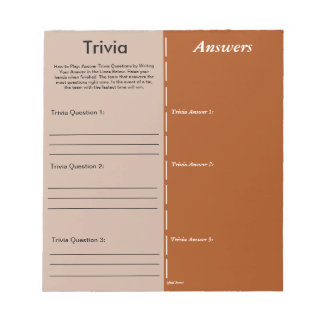 Trivia Party Game - Custom Question and Answer Notepad