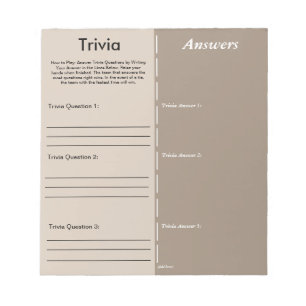 Trivia Party Game - Custom Question and Answer Notepad