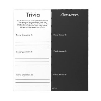 Trivia Party Game - Custom Question and Answer Notepad