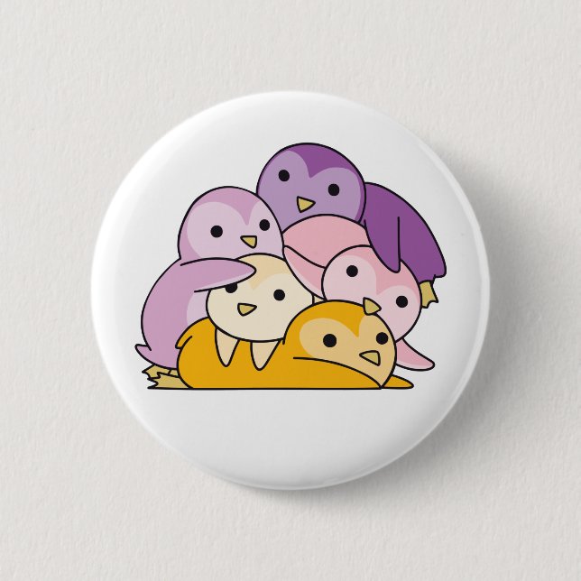 Trixic Flag Pride Lgbtq Cute Penguin Button (Front)