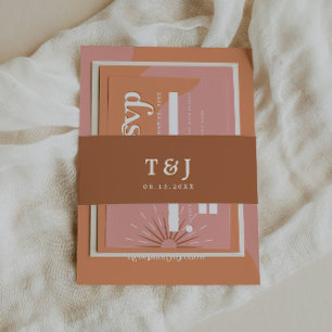TRIXIE Burnt Orange Retro Font Wedding Invitation Belly Band