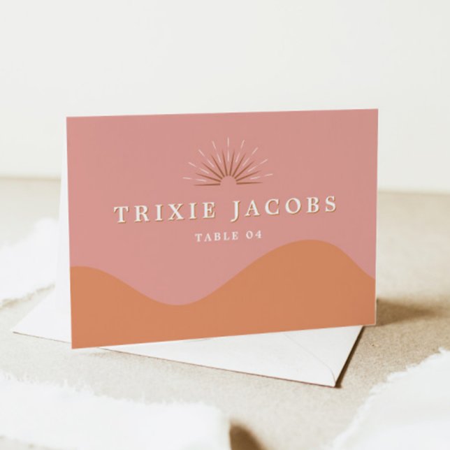 TRIXIE Retro 70's Groovy Pink Orange Place Cards (Creator Uploaded)