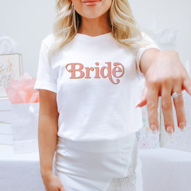 TRIXIE Retro 70's Themed Blush and Orange Bride T-Shirt (Creator Uploaded)