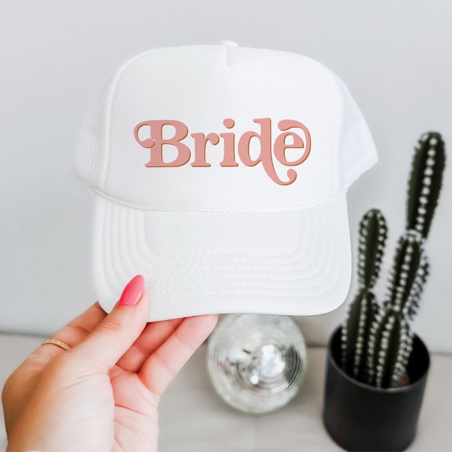 TRIXIE Retro 70's Themed Blush and Orange Bride Trucker Hat (Creator Uploaded)