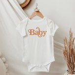 TRIXIE Retro 70's Themed Groovy Orange Baby Baby Bodysuit<br><div class="desc">This baby one piece jumper features a cute orange retro 70's themed font with the word,  'baby'. This jumper is perfect for announcing a new baby in the family or as a baby shower gift. 💜 COLORS ARE EDITABLE! Click 'edit design' to change the colours.</div>