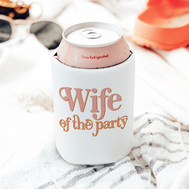 TRIXIE Retro 70's Wife of the Party Bachelorette Can Cooler (Creator Uploaded)