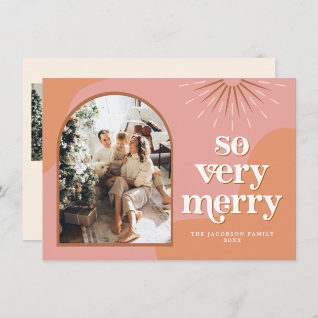 TRIXIE Retro Arched Photo Boho Christmas Card (Front/Back)