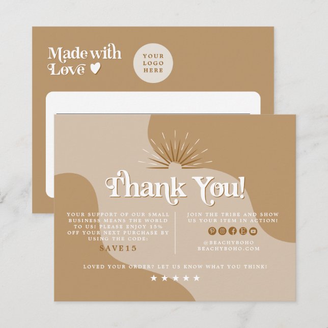 TRIXIE Retro Earth Tone Beige Business Thank You Invitation (Front/Back)