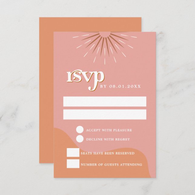 TRIXIE Retro Pink and Orange 70's RSVP Postcard (Front/Back)