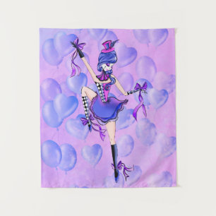 Trixie the Clown - blue Balloons  Tapestry