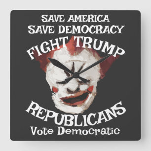 Trmp Republican Party MAGA USA America Vote Trump Square Wall Clock