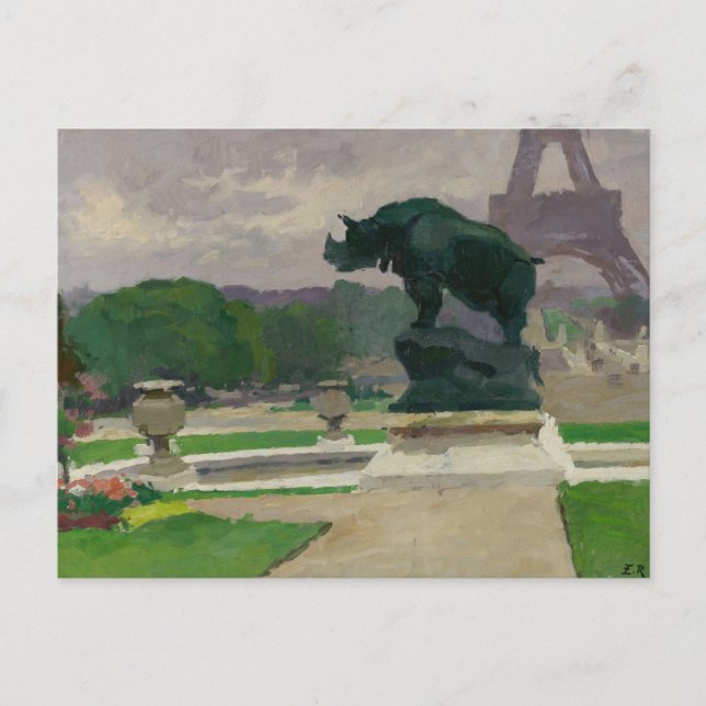 Trocadero Gardens and the Rhinoceros by Jacquemart Postcard (Front)