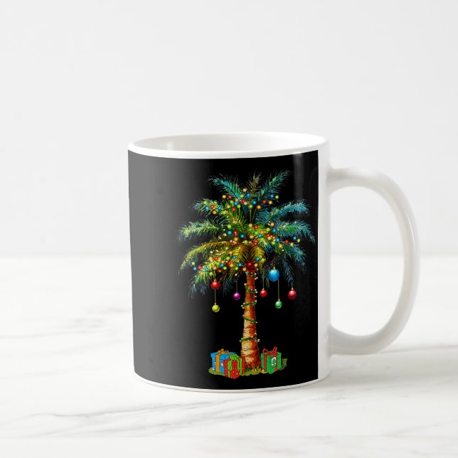 Trocal Christmas Hawaiian Santa Xmas Lights Palm T Coffee Mug (Right)