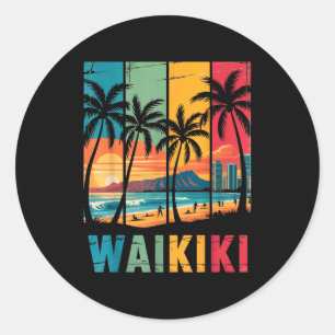 Trocal Vintage Waikiki Honolulu Hawaii Island Waik Classic Round Sticker