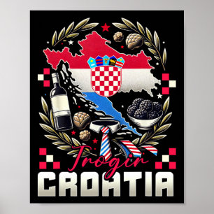Trogir Croatia Souvenir Croatian Flag Map Poster