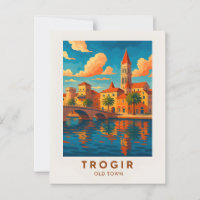 Trogir Croatia Vintage Travel Poster Postcard