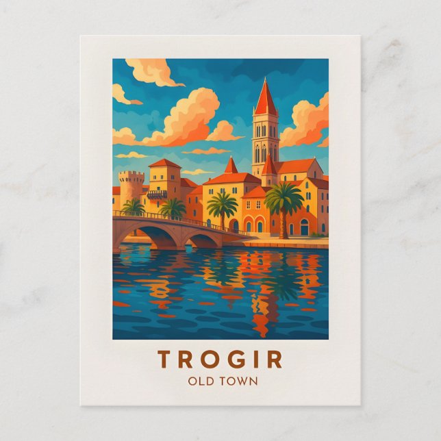 Trogir Croatia Vintage Travel Poster Postcard (Front)