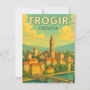 Trogir Croatia Vintage Travel Poster Postcard
