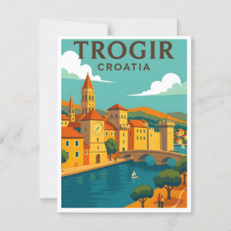 Trogir Croatia Vintage Travel Poster Postcard