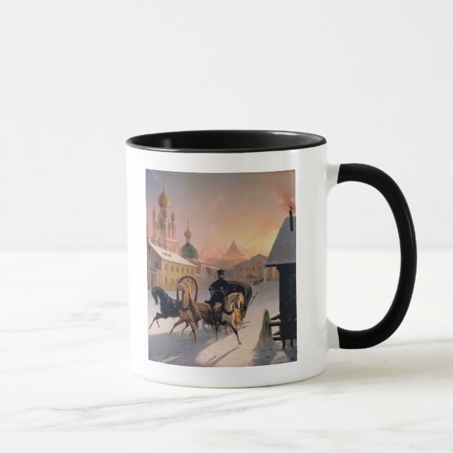 Troika on the Street in St. Petersburg, 1850s Mug (Right)