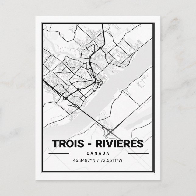 Trois Rivieres Quebec Canada Travel City Map Postcard (Front)