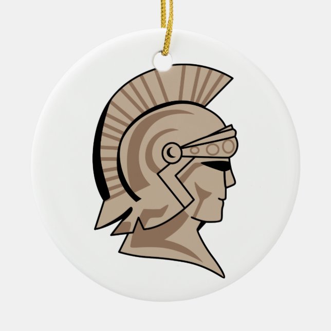 Trojan or Spartan Mascot Ceramic Tree Decoration (Front)