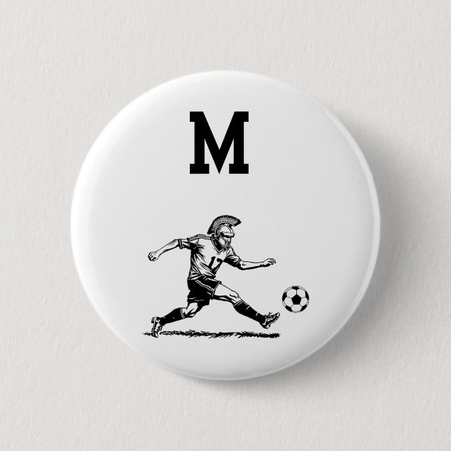 Trojan Warrior Playing Soccer  6 Cm Round Badge (Front)