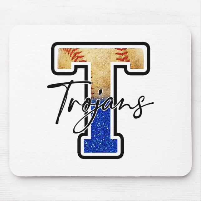 Trojans Baseball Team Mascot Pride School Spirits  Mouse Mat (Front)