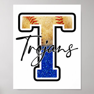 Trojans Baseball Team Mascot Pride School Spirits Poster