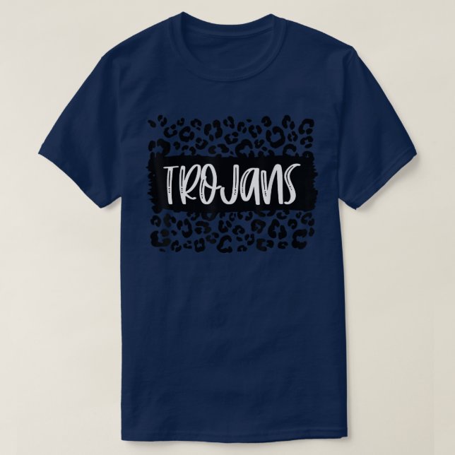Trojans Team Mascot School Spirit Game Night Leopa T-Shirt (Design Front)