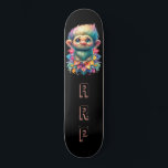 *~* Troll AP89 Hippie Neon Black Initials Flower Skateboard<br><div class="desc">(Search code AP89 for Troll items and AP88 for mediaeval theme items ) Easily Transfer to other Zazzle Products. BLACK background Skateboard. The Hippie NEON colours just pop Customise / Personalise your INITIALS / MONOGRAM. Cute funny Long Hair Troll . Bright RAINBOW neon colours. This is a Popular Trending design...</div>