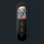 *~* Troll AP89 Hippie Neon Black Initials Flower Skateboard<br><div class="desc">(Search code AP89 for Troll items and AP88 for mediaeval theme items ) Easily Transfer to other Zazzle Products. BLACK background Skateboard. The Hippie NEON colours just pop Customise / Personalise your INITIALS / MONOGRAM. Cute funny Long Hair Troll . Bright RAINBOW neon colours. This is a Popular Trending design...</div>