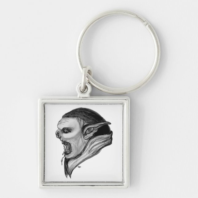 Troll black and white design key ring (Front)