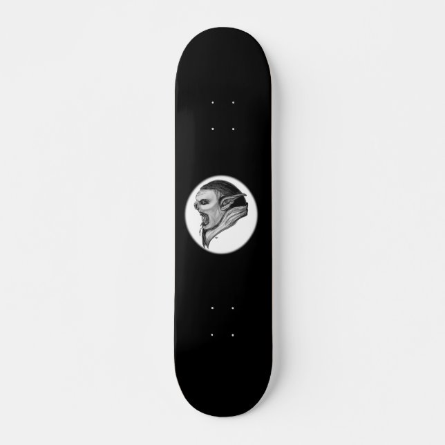 Troll black and white design skateboard (Front)