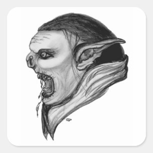 Troll black and white design square sticker