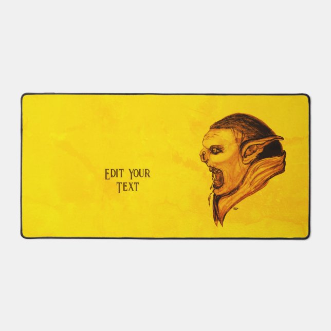 Troll Black and Yellow Design Desk Mat (Front)